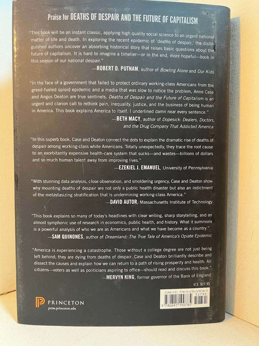 Deaths of Despair and the Future of Capitalism by Anne Case & Angus Deaton