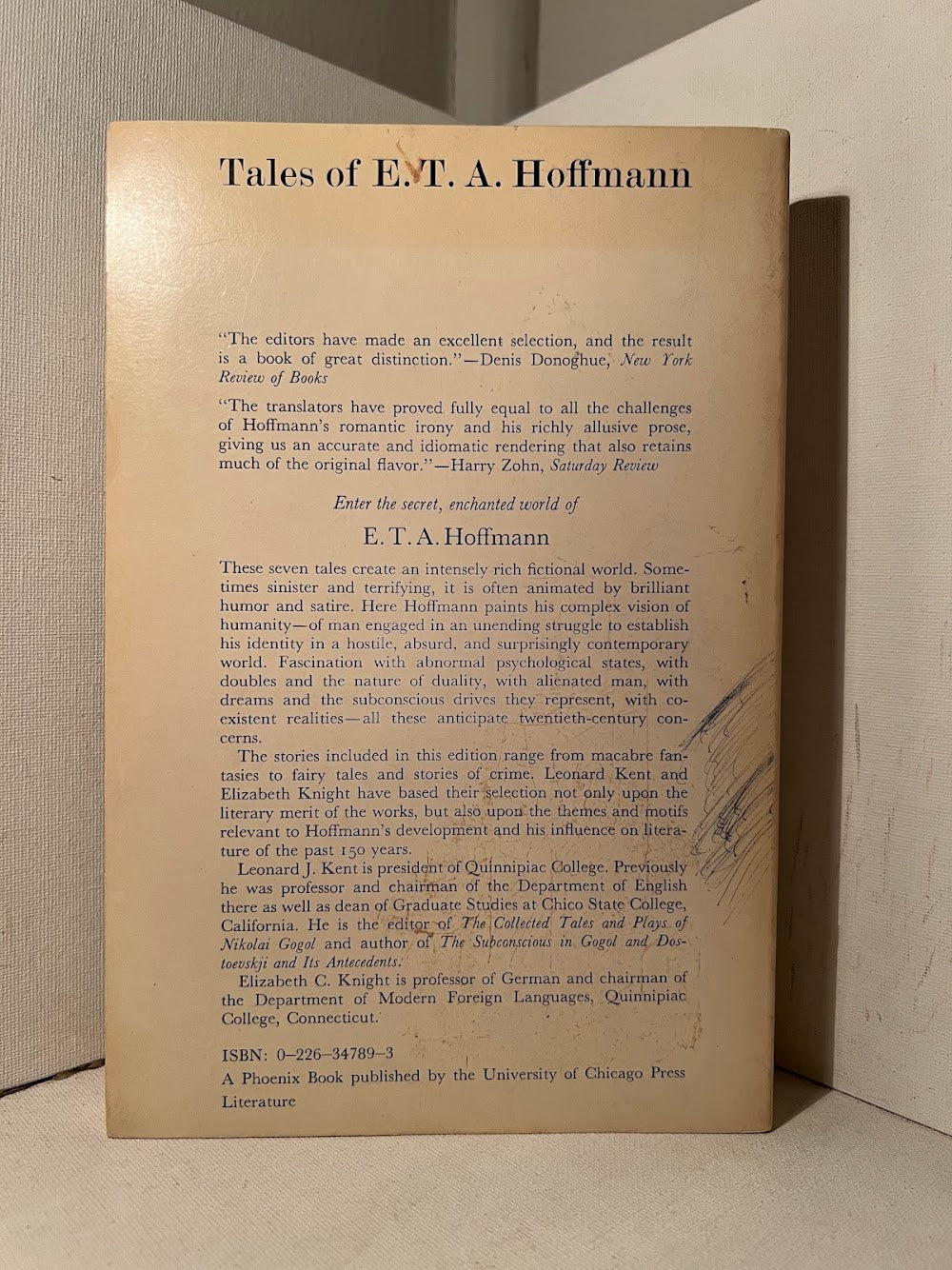 Tales of E.T.A. Hoffman edited and translated by Leonard J. Kent & Elizabeth C. Knight