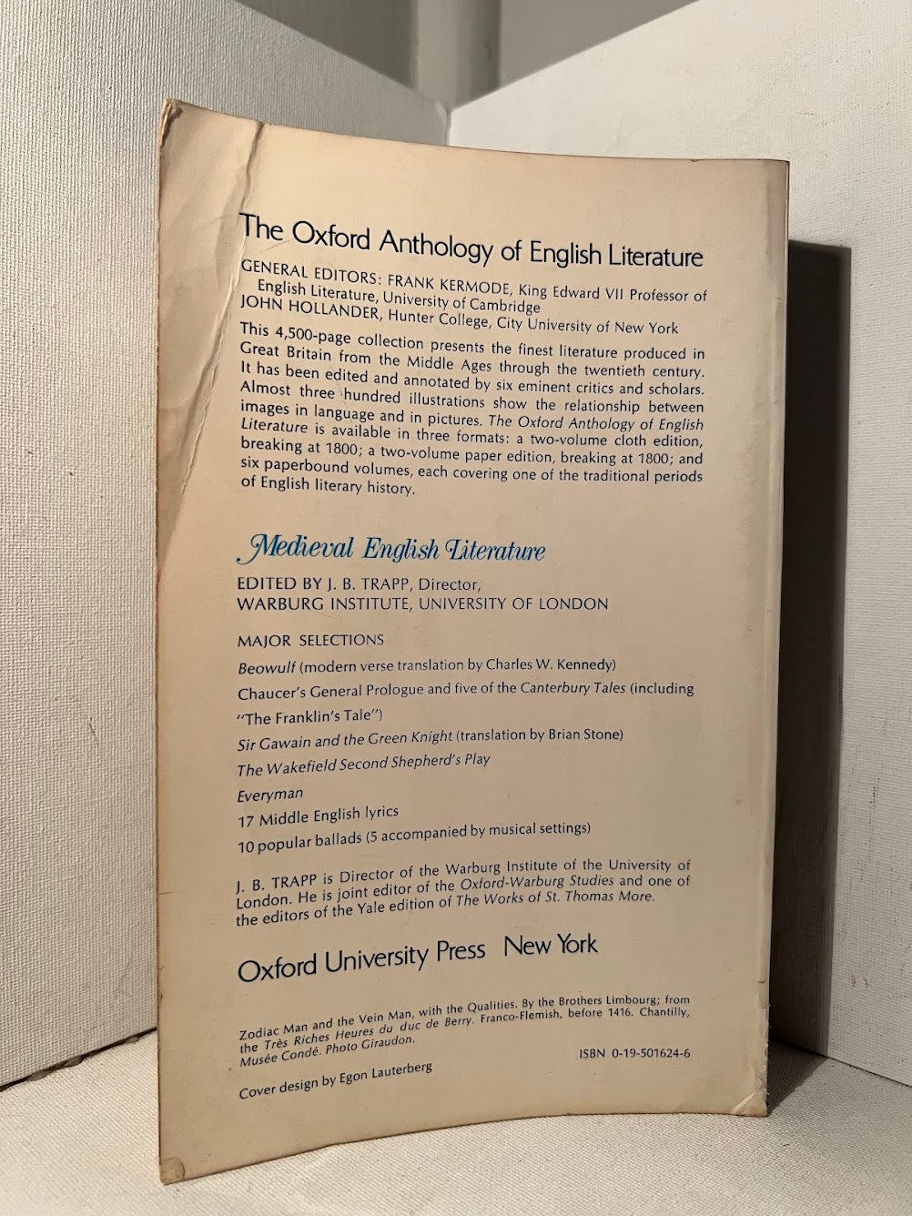 The Oxford Anthology of Medieval English Literature edited by J.B. Trapp