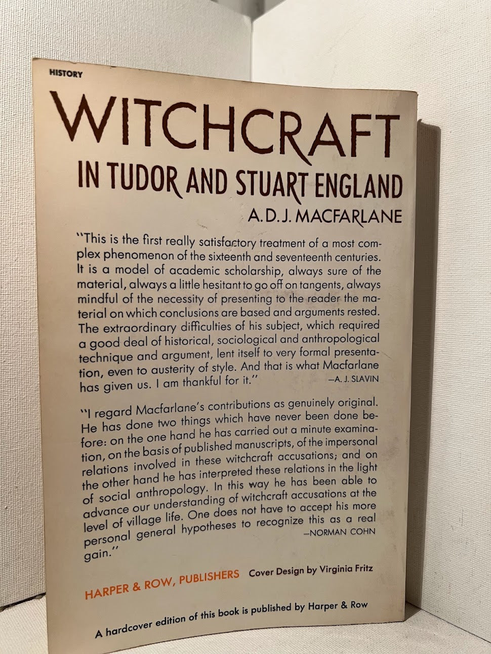 Witchcraft in Tudor and Stuart England by A.D.J. Macfarlane