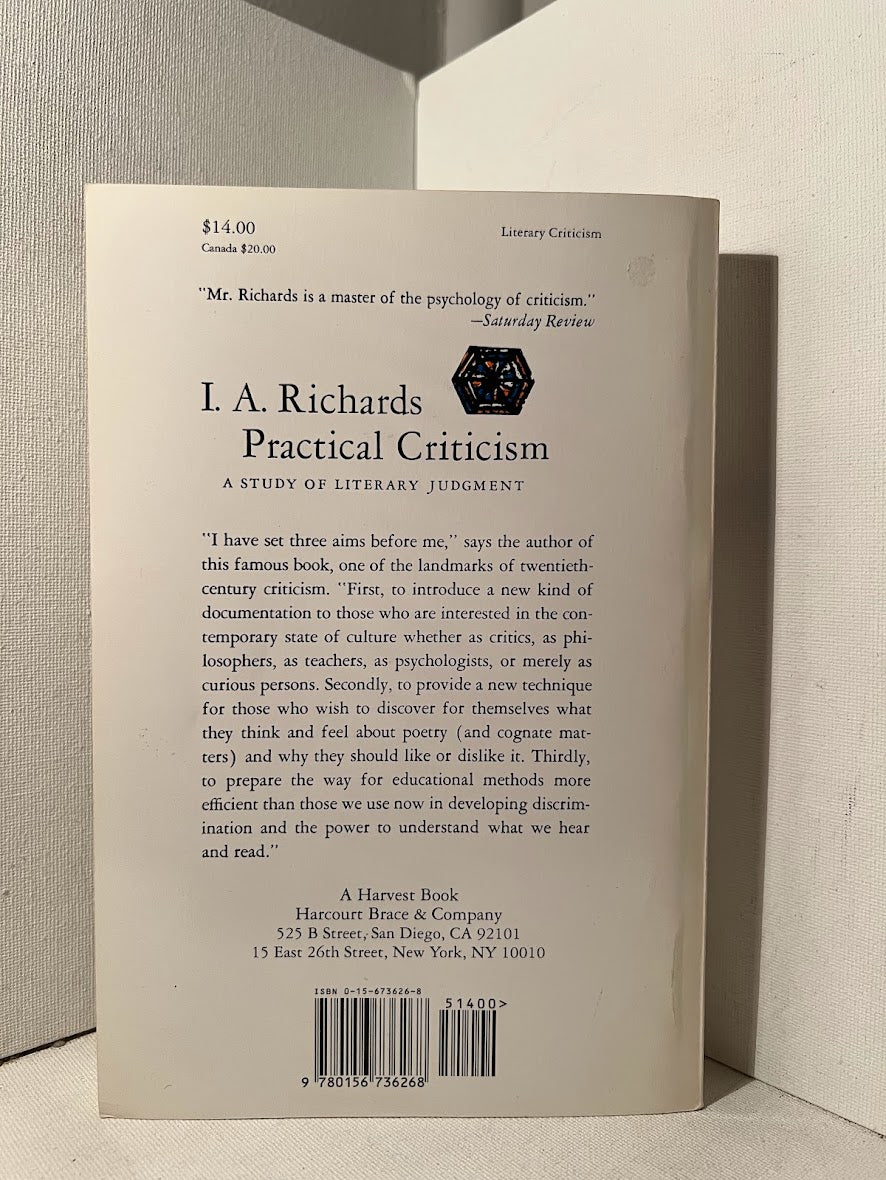 Practical Criticism by I.A. Richards