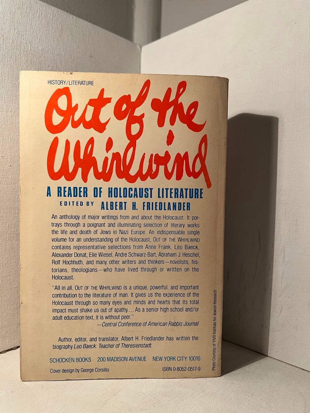 Out of the Whirlwind - A Reader of Holocaust Literature edited by Albert H. Friedlander