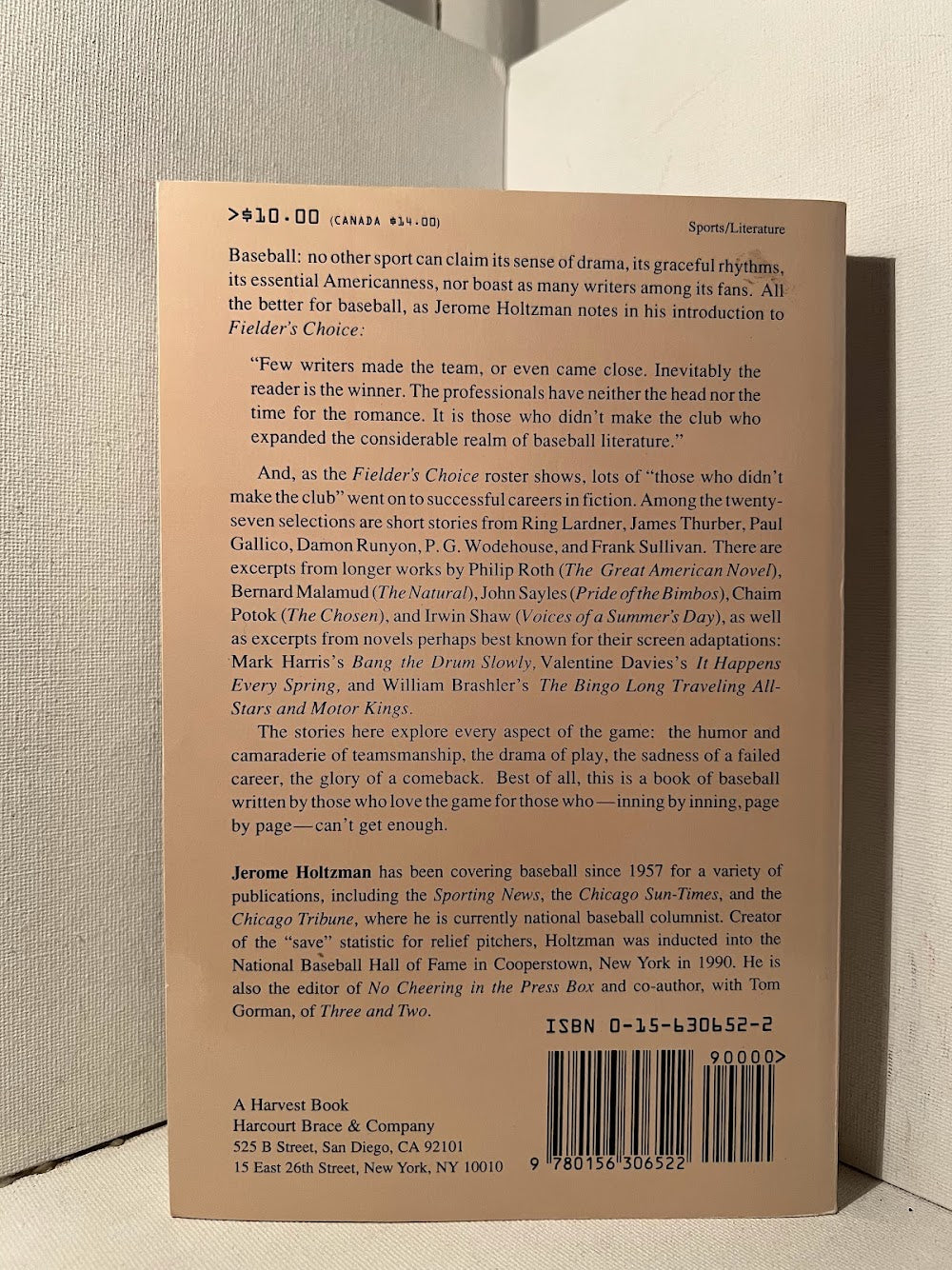 Fielder's Choice: An Anthology of Baseball Fiction edited by Jerome Holtzman