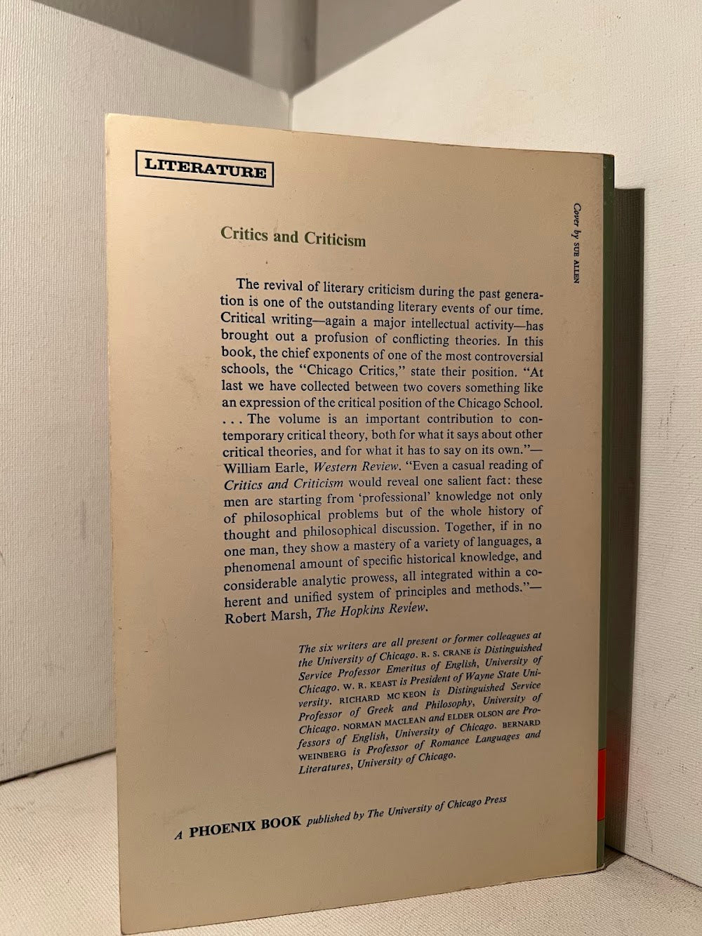 Critics and Criticism (Essays in Method by a Group of the Chicago Critics)