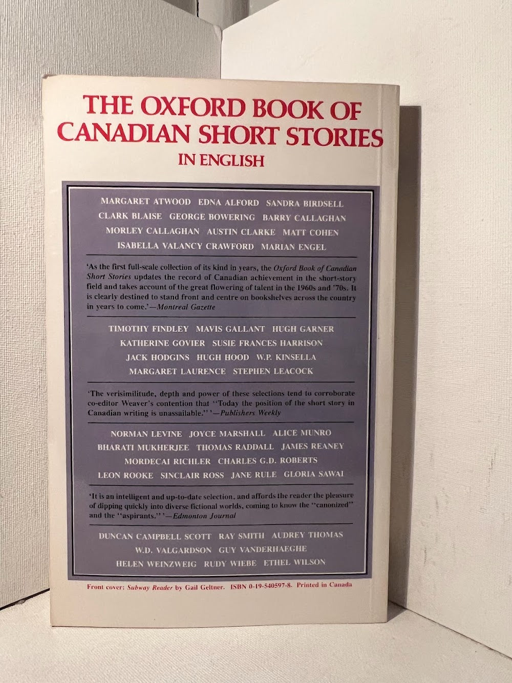 The Oxford Book of Canadian Short Stories selected by Margaret Atwood and Robert Weaver