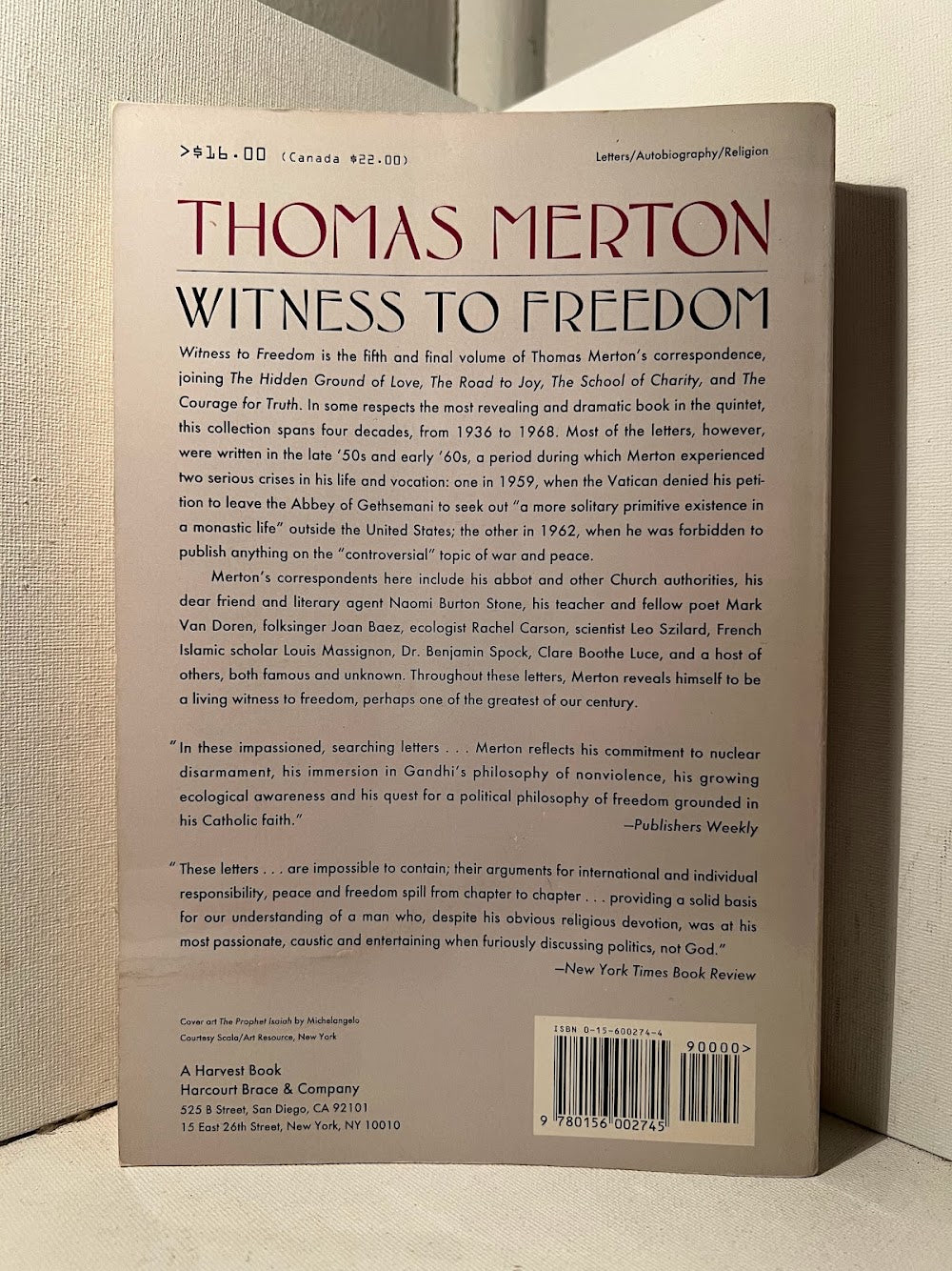 Witness to Freedom by Thomas Merton