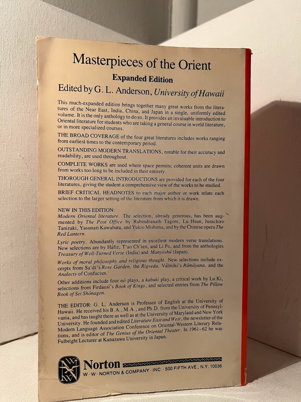 Masterpieces of the Orient edited by G.L. Anderson